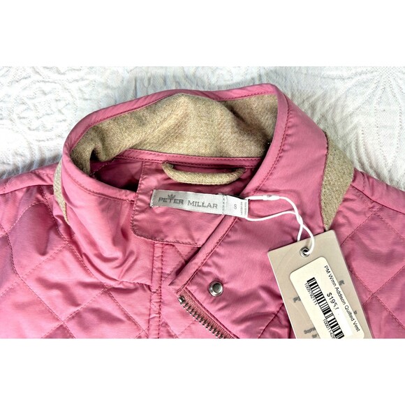 Peter Millar Golf Womens Addison Quilted Travel Full Zip Golf Vest Rose SM NEW - Picture 5 of 16